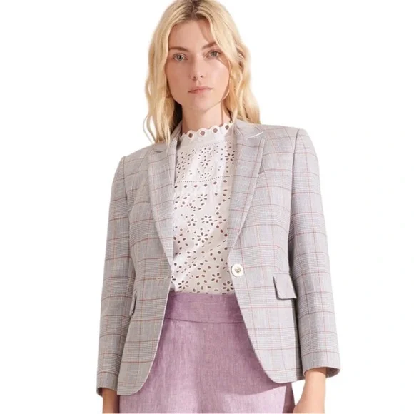 $698 Veronica Beard Schoolboy Dickey Jacket Blazer Plaid pearlized buttons sz 8 - Picture 15 of 15